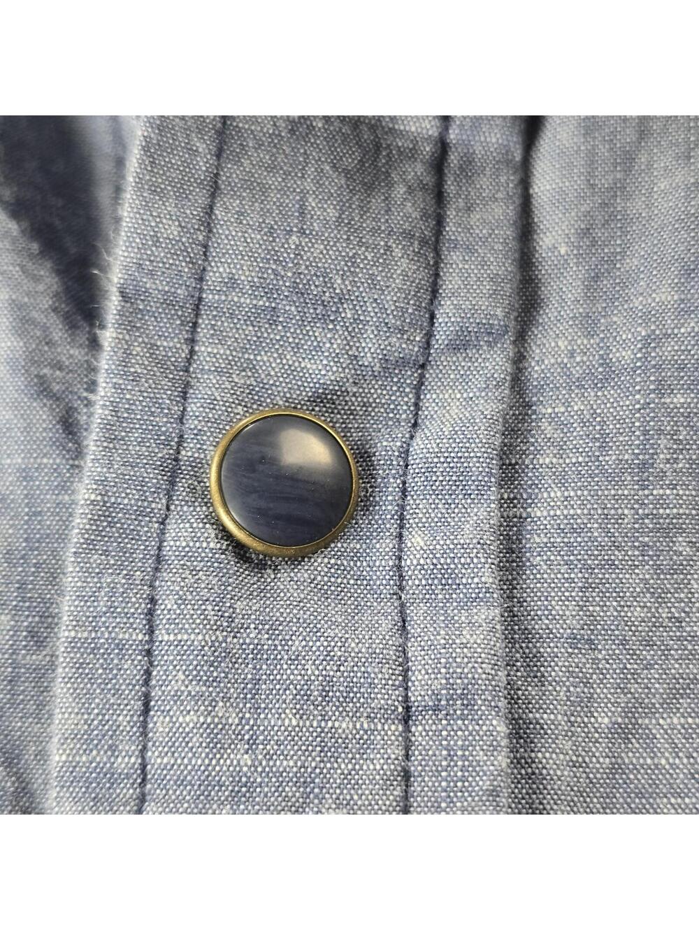 Timberland Chambray Button Up Shirt Blue Long Sleeve Dual Pocket Men’s XL - Picture 5 of 7